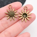 Antique bronze sunflower charms for DIY jewelry making with textured petals and loops - Large Sunflower (20487)