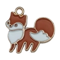 Cute cartoon fox enamel pendant in reddish-brown and blue for DIY jewelry making - Fox (19328)