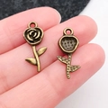 Antique bronze rose flower alloy pendant charm for DIY necklaces and bracelets - Rose (20489)