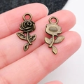 Antique bronze rose flower metal charm pendant for DIY necklace and jewelry making - Rose (20491)