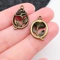 Antique bronze flower pendants in rose and lily shapes for DIY jewelry making - Hollow Rose (20492)