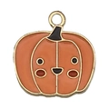 Cute orange pumpkin charm with friendly face for DIY Thanksgiving jewelry making - Smiley Pumpkin (19331)