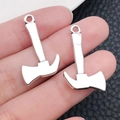 DIY silver alloy axe pendants jewelry accessories with hanging loops for necklaces - Axe Tool (8520) / 26x16mm
