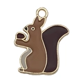 Cute squirrel alloy enamel charm pendant in brown and gold for DIY jewelry making - Squirrel (19332)