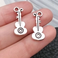 Antique silver guitar shaped alloy charms for DIY necklace and bracelet jewelry - Antique Silver Guitar Pendant (15560)