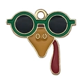 Cartoon turkey enamel pendant with sunglasses and golden alloy edge for DIY jewelry - Turkey With Glasses (19334)