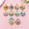 Set of 10 enamel tulip flower charms with gold frames for DIY jewelry making - Enamel Oil Painting Series (SN1044)