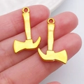 Paire de pendentifs hache dorés en alliage brillant pour la création de bijoux DIY - Hache Outil Or Antique (20386)