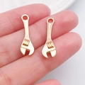 Pair of creative gold-plated alloy wrench pendants for DIY jewelry and keychain accessories - Tool Wrench (18330)