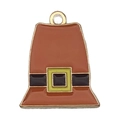 Brown enamel Thanksgiving pilgrim hat pendant charm with gold hook and yellow buckle - Magic Hat (19339)