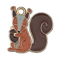 Cute enamel squirrel charm with golden trim and acorn detail for DIY jewelry making - Squirrel with Pine Cone (19340)