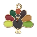 Cute turkey alloy pendant with colorful enamel finish for Thanksgiving DIY jewelry - Seven-Color Turkey (19342)