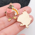 DIY Thanksgiving turkey enamel charm with gold finish and colorful oil drip pattern - Spreading Wings Turkey (19323)
