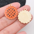 DIY pumpkin pie charm with orange enamel and golden metal back for jewelry making - Pumpkin Pie Sunflower (19325)