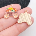Enamel alloy pumpkin truck charm for DIY jewelry making and Thanksgiving accessories - Pumpkin Cart (19326)