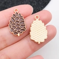 DIY pine cone pendants with gold metal frames and brown enamel for jewelry making - Pine Cone (19327)