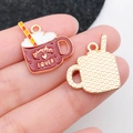 Enamel pumpkin lover hot drink cup charm with gold heart detail for DIY jewelry - Pumpkin Lover Cup (19336)