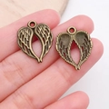 Antique bronze metal heart wings pendant charms for DIY jewelry making and crafts - Wings Heart Charm (19942)