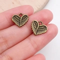 Antique bronze heart-shaped wing charms for DIY jewelry making and necklace pendants - Small Wings Heart Charm (19949)