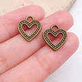 Antique bronze hollow heart charms with embossed dot texture for DIY jewelry making - Dot Hollow Heart Charm (19951)