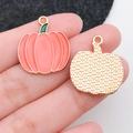 DIY enamel orange pumpkin charm pendant with gold metal finish for Thanksgiving jewelry - Pumpkin (19344)