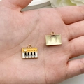 Emaille elektronisch toetsenbord hanger van legering voor DIY sieraden maken - Piano Stijl (19464) / 1 Stuk (13x15mm) / Geel