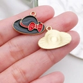 Enamel hat charm with red bow and black finish for DIY jewelry and necklaces - Black Enamel Lady Hat