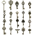 Set of 20 assorted vintage bronze alloy key charms for DIY jewelry and necklaces - Mixed 20 Styles Antique Bronze Key Set