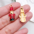 Lipstick enamel charm with red heart bow and gold plating for jewelry DIY projects - Red Bowknot Lipstick