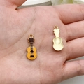 Miniatuur gele emaille gitaar hanger met gouden plating voor DIY sieraden op de hand - Gitaar Stijl (19470) / 1 Stuk (23x10mm) / Geel