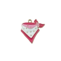 Pendentif écharpe en émail rose et blanc avec étoiles dorées et anneau en alliage pour bijoux - Cravate/Bandana de l'Ouest (19722)