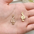 G-sleutel hangers van legering met roze emaille en gouden afwerking voor DIY-sieraden - Muzieknoot met Strass (19596) / 1 Stuk (9x21mm) / Roze