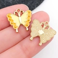 Golden butterfly pendant with yellow and orange enamel gradient for jewelry making - Orange and Yellow Enamel Butterfly Wing (19099)