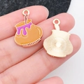 Cartoon honey pot enamel alloy pendant charm with golden base for DIY jewelry - Yellow