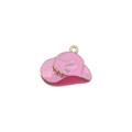 Pendentif chapeau de cowboy rose émaillé avec bordure dorée pour bijoux DIY - Chapeau de Cow-boy de l'Ouest (19724)