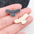 Handcrafted owl charm pendant in black and gold alloy for DIY jewelry making - Black