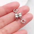 Fermoir magnétique argenté avec anneau à ressort pour colliers et bracelets - Fermoir Magnétique Cylindrique Argent Antique (21213)