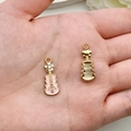 Roze emaille viool bedeltje met witte kristallen voor DIY sieraden maken - Viool Stijl met Strass (19440) / 1 Stuk (22x9mm) / Roze