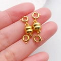 Paire de fermoirs magnétiques dorés brillants pour colliers et bracelets simples - Fermoir Double Embout Forme de Gourde Doré (21217)