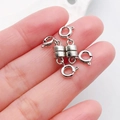 Fermoirs magnétiques argentés pour colliers et bracelets, connecteurs de bijoux - Fermoir Double Embout Cylindrique Argent Antique (21218)