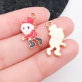 Hand holding cartoon enamel charms with gold plating for DIY jewelry making - Walking Zombie Style (19524) / Red