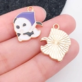 Cartoon panda reaper alloy enamel pendant with golden back for DIY jewelry crafting - Grim Reaper Style (19525) / Purple
