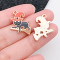 Cartoon black cat witch charms in gold plated alloy for Halloween DIY jewelry making - Black