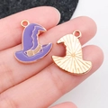 Wizard hat alloy pendants with purple enamel finish and golden back for DIY jewelry - Magic Hat Wizard Hat Style (19530) / Purple