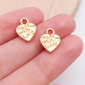Golden heart charm pendants engraved with Made With Love for DIY jewelry making - Made With Love Heart (18263)