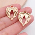 Golden heart-shaped angel wing alloy pendants for DIY jewelry making accessories - Heart Wings (18323)