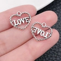Ciondolo a cuore in lega argento antico con scritta LOVE per creazione gioielli fai-da-te - Stile Lettera Love Grande (10902)