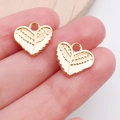 Golden heart-shaped wing charm pendant for DIY necklace and handmade jewelry making - Heart Wings (19975)