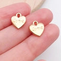 Golden heart charm with Love engraving for DIY jewelry making and necklaces - Love Heart Shape (19977)