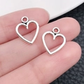 Ciondoli a cuore cavo in argento antico per la creazione di collane e orecchini fai-da-te - Cuore Cavo Semplice (13336)